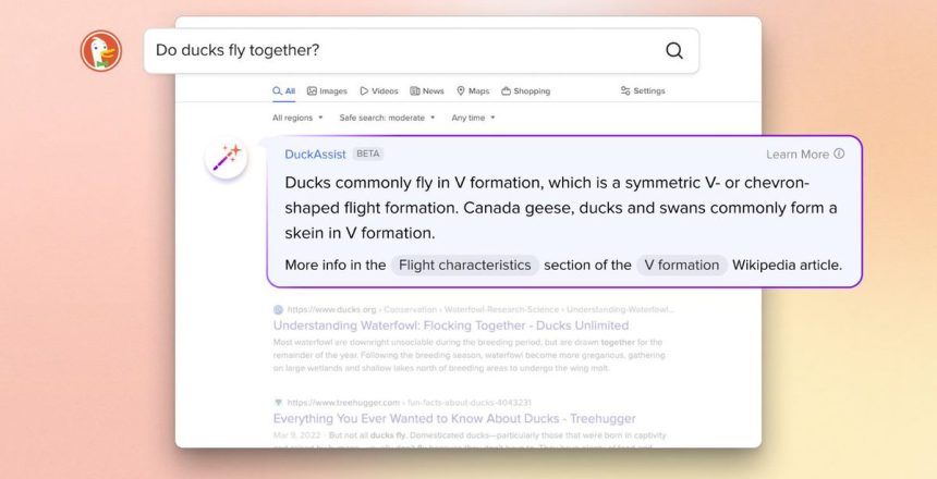 DuckDuckGo’s building AI-generated answers into its search engine